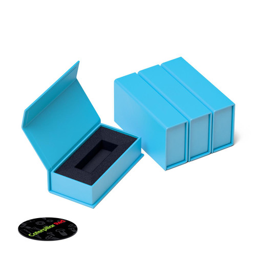 4x Magnetic, Baby Blue, USB Presentation Gift Boxes - For Flash Drives, Removable Drives
