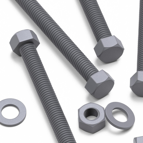 10x Grey PVC Hex Head Plastic Screws & Bolts M8 x 100 mm, Nuts & Washers