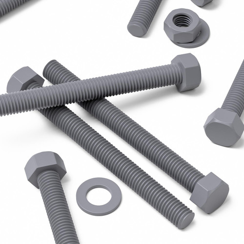 10x Grey PVC Hex Head Plastic Screws & Bolts M10 x 100mm, Nuts & Washers