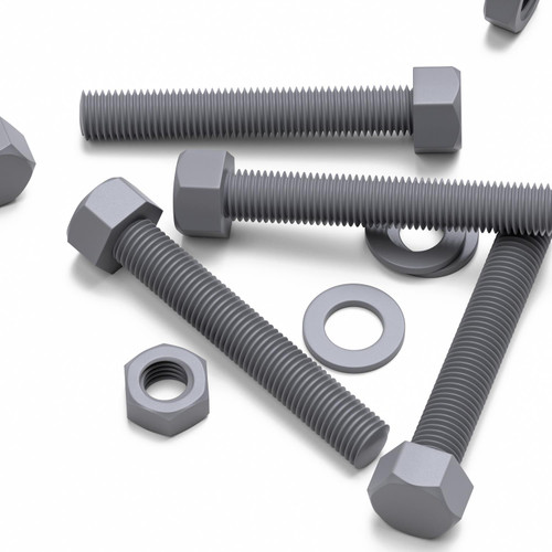 5x Grey PVC Hex Head Plastic Screws & Bolts M16 x 100mm, Nuts & Washers