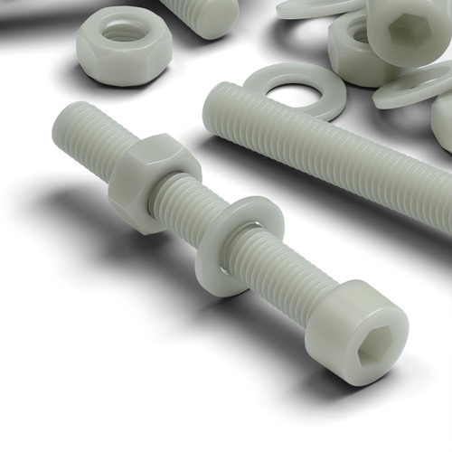 20x Natural Glass Filled Nylon Socket Head Screws M8 x 60mm, Nuts & Washers