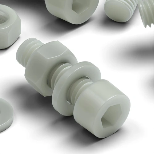50x Natural Glass Filled Nylon Socket Head Screws M6 x 20 mm, Nuts & Washers