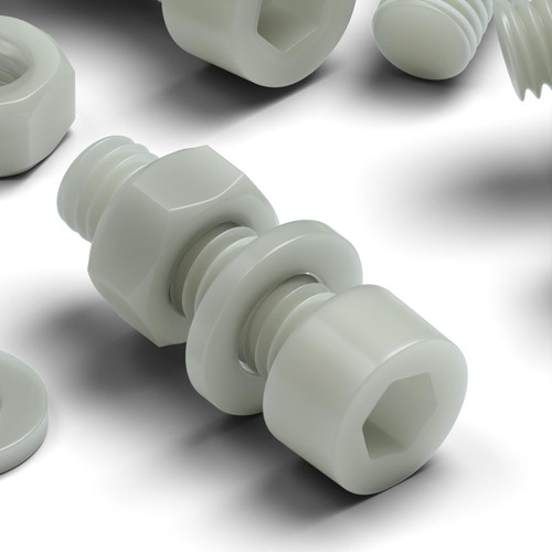 50x Natural Glass Filled Nylon Socket Head Screws M6 x 20mm, Nuts & Washers