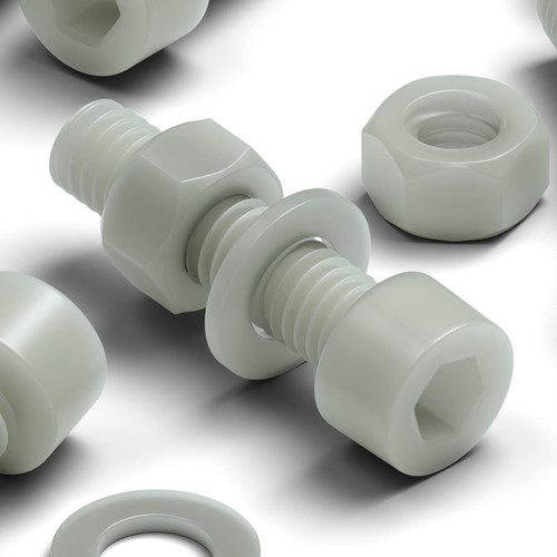 50x Natural Glass Filled Nylon Socket Head Screws M5 x 20 mm, Nuts & Washers