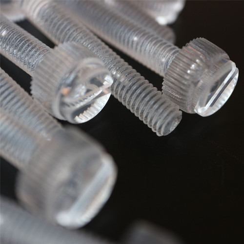 20 x Transparent Clear Plastic Acrylic Thumbscrews, slotted+knurled M6 x 40mm