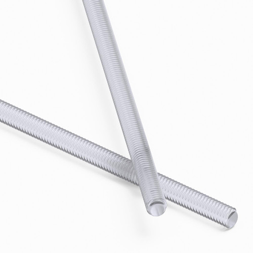 2x Clear Acrylic M6 x 500 mm Threaded Rods, Plastic Studding + 4 Nuts