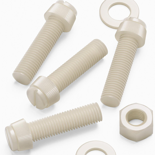 50x Natural Nylon Slotted Knurled Thumbscrews M8 x 30mm, Nuts & Washers