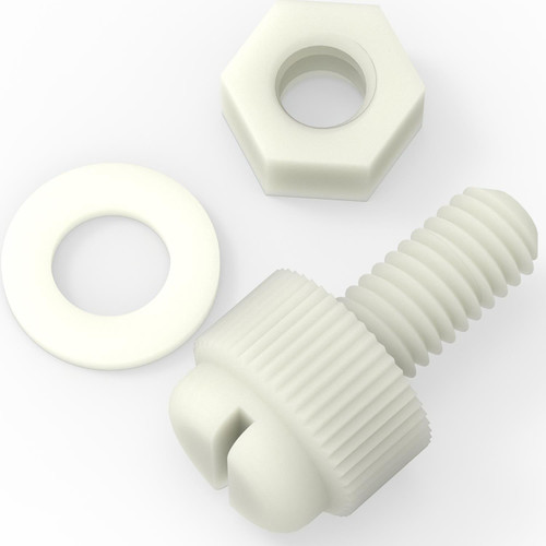 50x Natural, Nylon Plastic, Thumbscrews, M5 x 10mm, knurled, Nuts, Washers & Bolts
