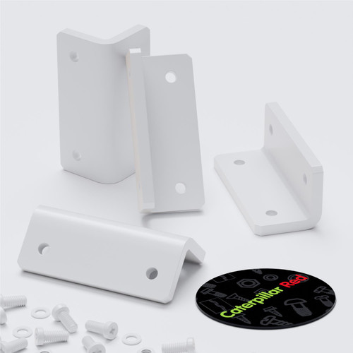 4x V2 5mm Angled L Brackets, White Acrylic + 20x M5 Bolts