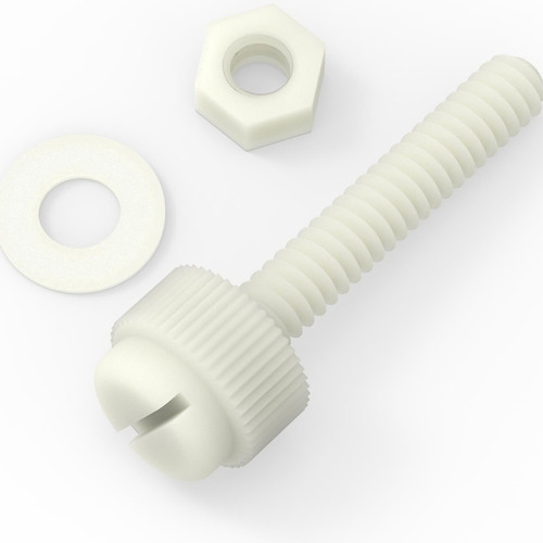50x Natural, Nylon Plastic, Thumbscrews, M3 x 20mm, knurled, Nuts, Washers & Bolts