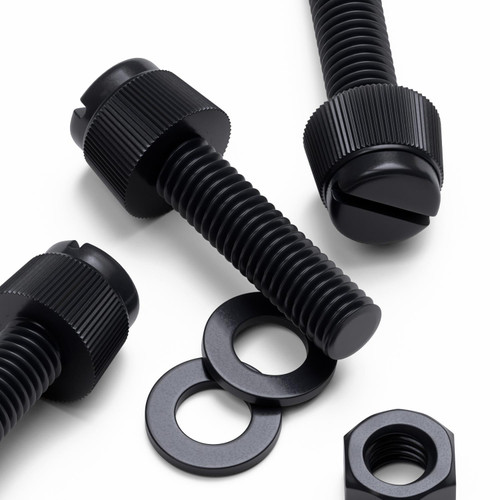 50x Black Nylon Slotted Knurled Thumbscrews M5 x 20mm, Nuts & Washers