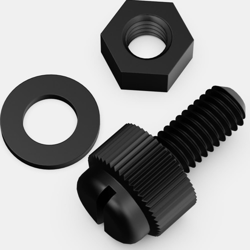 50x Black, Nylon Plastic, Thumbscrews, M5 x 10mm, knurled, Nuts, Washers & Bolts