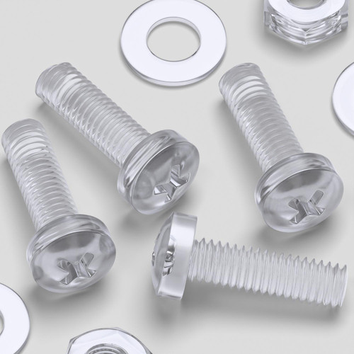 60x Clear Acrylic Pan Head Plastic Screws & Bolts M3 x 10mm, Nuts & Washers