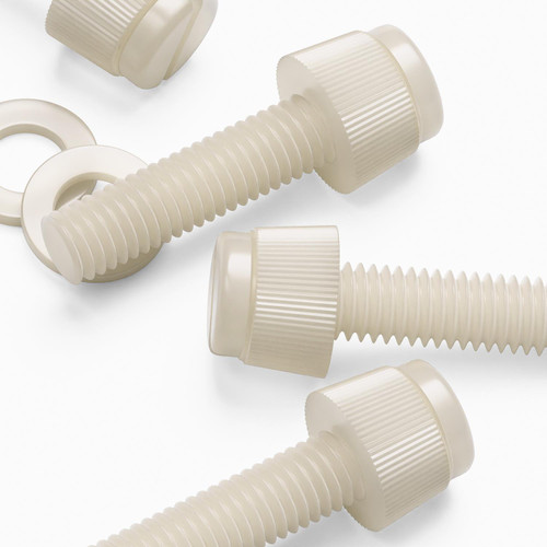 50x Natural Nylon Slotted Knurled Thumbscrews M5 x 20 mm, Nuts & Washers