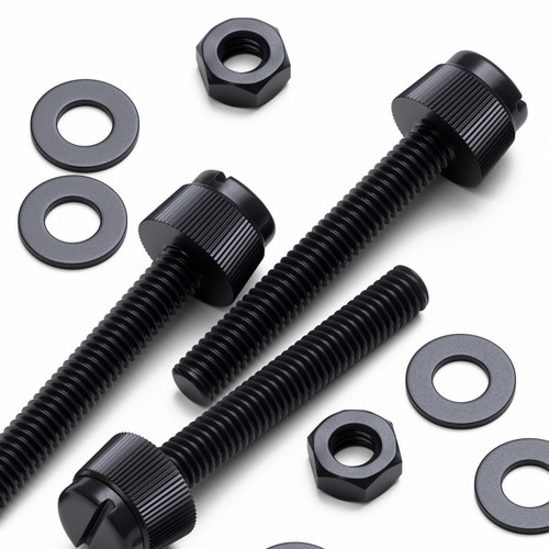50x Black Nylon Slotted Knurled Thumbscrews M4 x 30 mm, Nuts & Washers