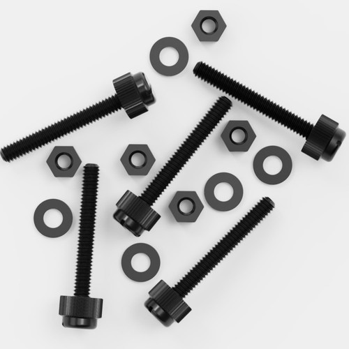 50x Black, Nylon Plastic, Thumbscrews, M4 x 30mm, knurled, Nuts, Washers & Bolts
