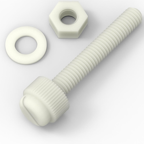 50x Natural, Nylon Plastic, Thumbscrews, M5 x 30mm, knurled, Nuts, Washers & Bolts