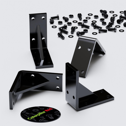 4x v4, 5mm thickness, Reinforced Strong Angled L Brackets, Polished Black Acrylic + 40x M5 Bolts - (Right Angle Bracket)