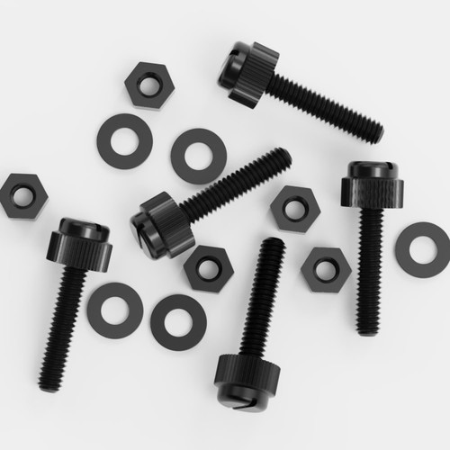 50x Black, Nylon Plastic, Thumbscrews, M4 x 20mm, knurled, Nuts, Washers & Bolts