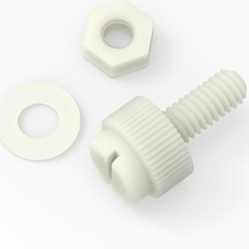 50x Natural, Nylon Plastic, Thumbscrews, M4 x 10mm, knurled, Nuts, Washers & Bolts