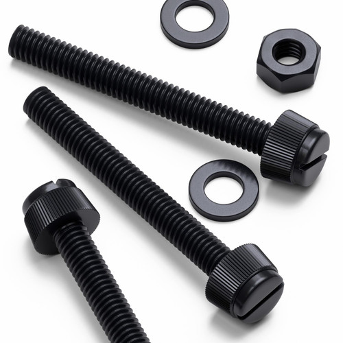 50x Black Nylon Slotted Knurled Thumbscrews M6 x 50mm, Nuts & Washers