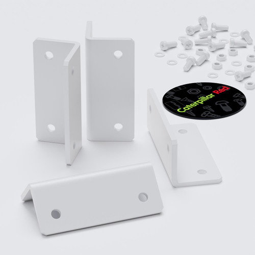 4 x Angled L Brackets, Polished White Acrylic + 20x M5 Bolts - (Right Angle Bracket)