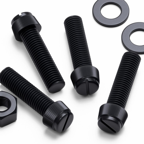 50x Black Nylon Slotted Knurled Thumbscrews M8 x 30 mm, Nuts & Washers