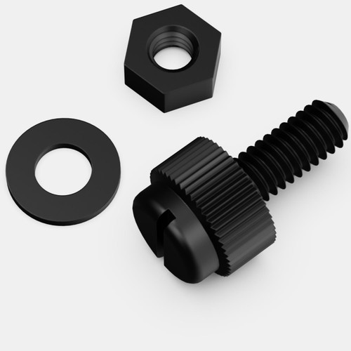 50x Black, Nylon Plastic, Thumbscrews, M4 x 10mm, knurled, Nuts, Washers & Bolts