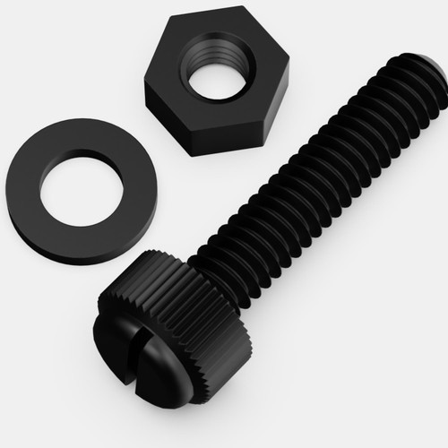 50x Black, Nylon Plastic, Thumbscrews, M6 x 30mm, knurled, Nuts, Washers & Bolts