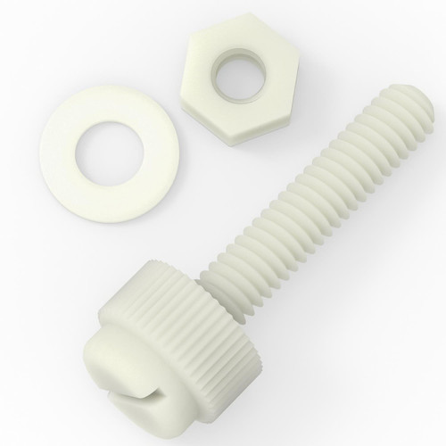 50x Natural, Nylon Plastic, Thumbscrews, M4 x 20mm, knurled, Nuts, Washers & Bolts
