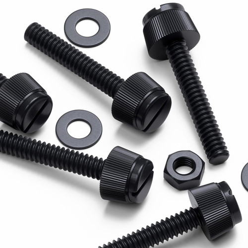 50x Black Nylon Slotted Knurled Thumbscrews M3 x 20mm, Nuts & Washers