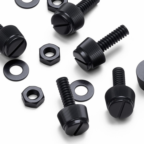 50x Black Nylon Slotted Knurled Thumbscrews M3 x 10 mm, Nuts & Washers