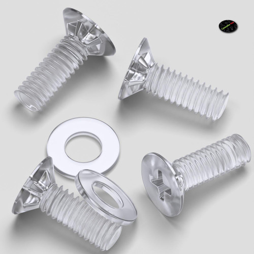 50x Clear Acrylic, Countersunk Cross Head, M4 x 10mm, Plastic, Bolts, Nuts & Washers - Screws 50x Clear Acrylic, Countersunk Cross Head, M4 x 10mm, Plastic, Bolts, Nuts & Washers - Screws