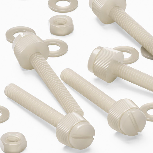 50x Natural Nylon Slotted Knurled Thumbscrews M4 x 30 mm, Nuts & Washers