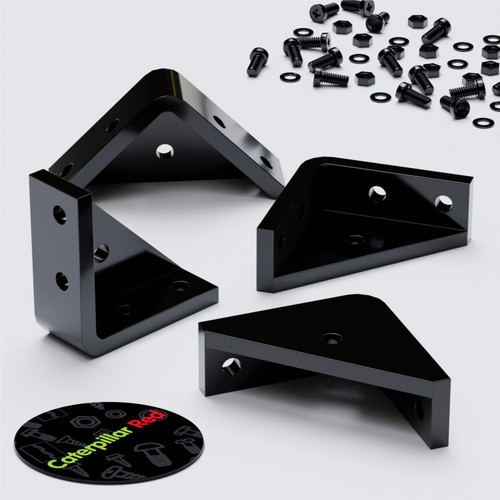 4x v3, 5mm thickness, Brackets, Polished Black Acrylic + 20x M5 Bolts - (Corner Bracket)