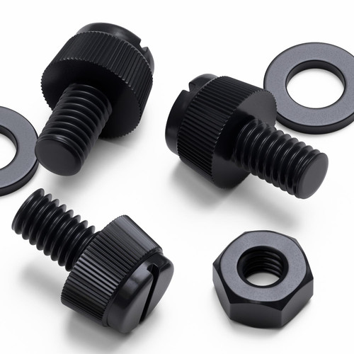 50x Black Nylon Slotted Knurled Thumbscrews M6 x 10mm, Nuts & Washers