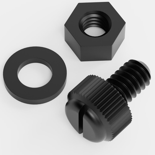 50x Black, Nylon Plastic, Thumbscrews, M6 x 10mm, knurled, Nuts, Washers & Bolts