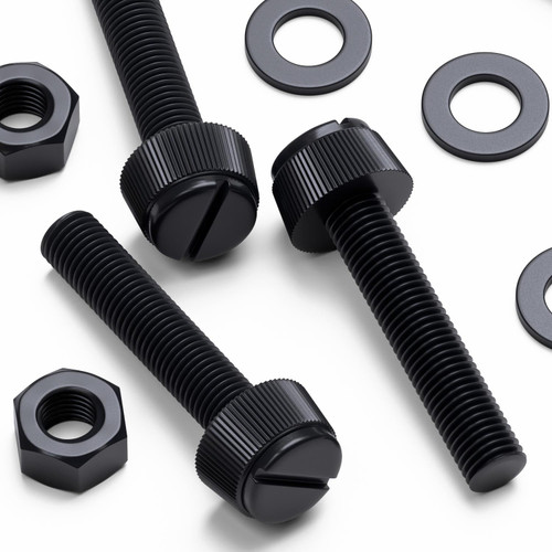 50x Black Nylon Slotted Knurled Thumbscrews M8 x 40 mm, Nuts & Washers