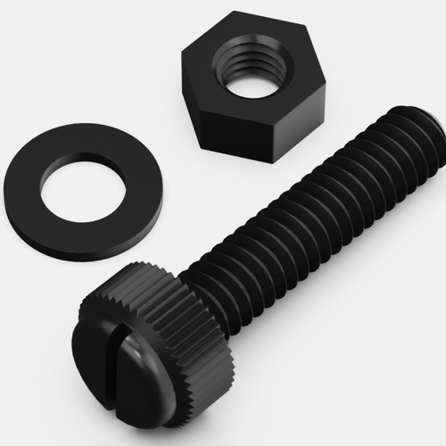 50x Black, Nylon Plastic, Thumbscrews, M8 x 40mm, knurled, Nuts, Washers & Bolts