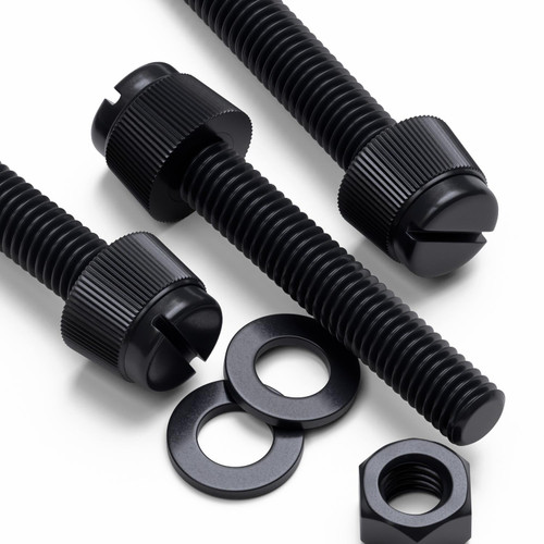 50x Black, Nylon Plastic, Thumbscrews, M5 x 30mm, knurled, Nuts, Washers & Bolts