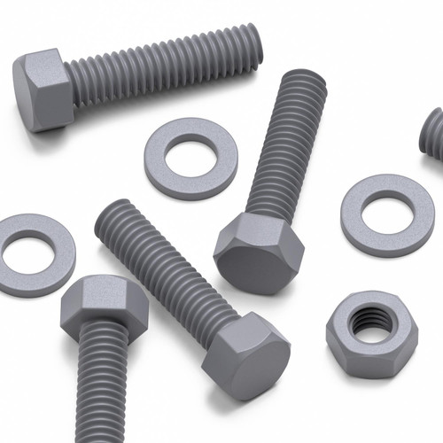 50x Grey PVC Hex Head Plastic Screws & Bolts M6 x 25mm, Nuts & Washers