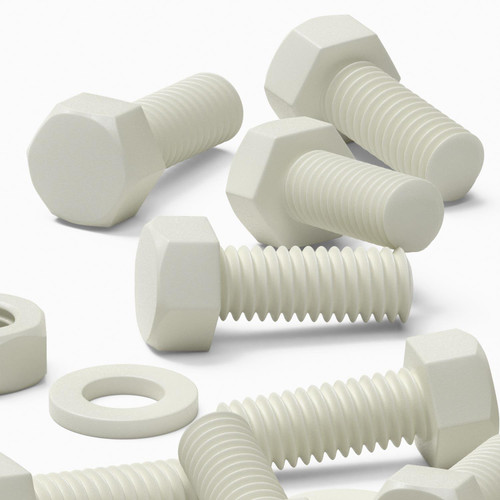 50x White PVC Hex Head Plastic Screws & Bolts M6 x 16mm, Nuts & Washers