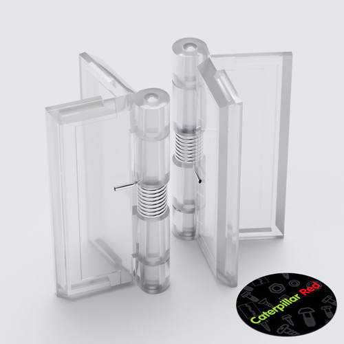 2x Acrylic Hinges, 38mm x 45mm, CLEAR SPRING Hinges, Continuous Acrylic Piano