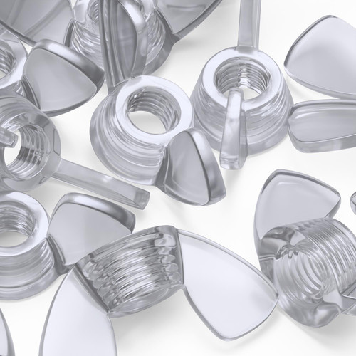 50x Clear Acrylic Plastic Butterfly Wing Nuts M5, Thumb Nuts