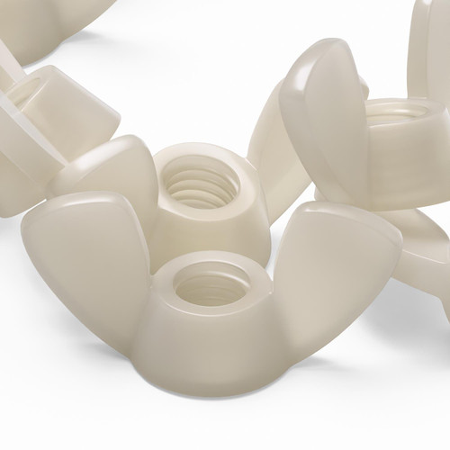20x Natural Nylon Plastic Butterfly Wing Nuts M10, Thumb Nuts