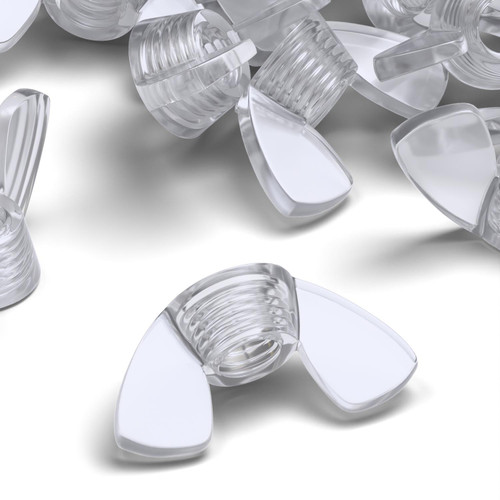 50x Clear Acrylic Plastic Butterfly Wing Nuts M8, Thumb Nuts