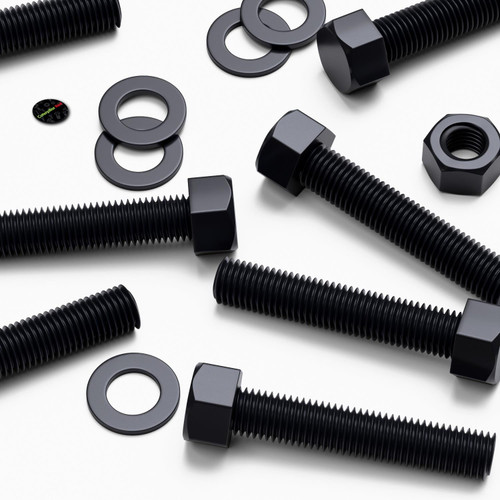 5x Black, Hex Head, Nylon, M20 x 100mm, Plastic Bolts,Nuts & Washers, -Screws