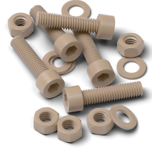 5x Natural PEEK Socket Head Screws & Bolts M5 x 20mm, Nuts & Washers