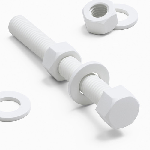 5x White PP Hex Head Plastic Screws & Bolts M12 x 100mm, Nuts & Washers
