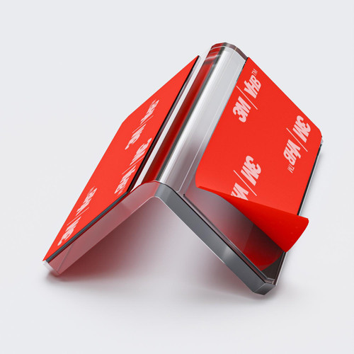 4 x Angled L Brackets, Polished Clear Acrylic - (Right Angle Bracket), No glue required, Self Adhesive.